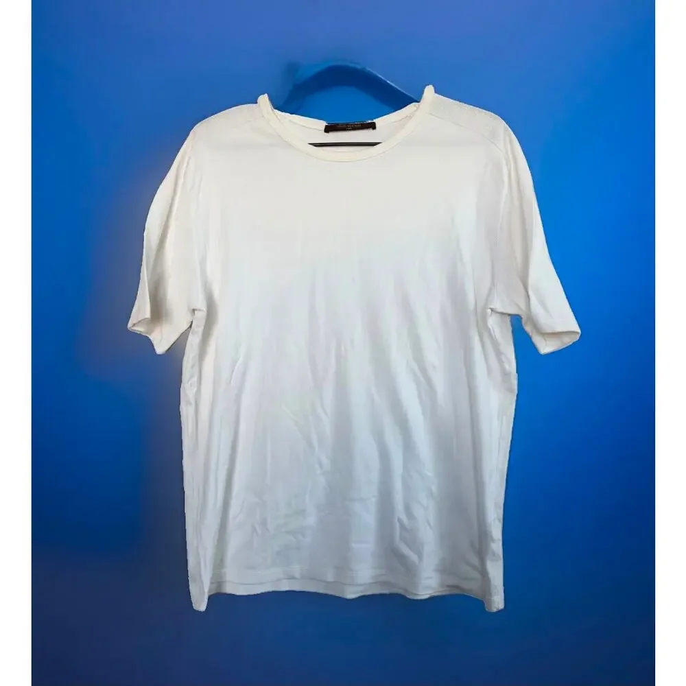 LOUIS VUITTON Cursive Signature T-Shirt White Black Large Medium Women 1AII22